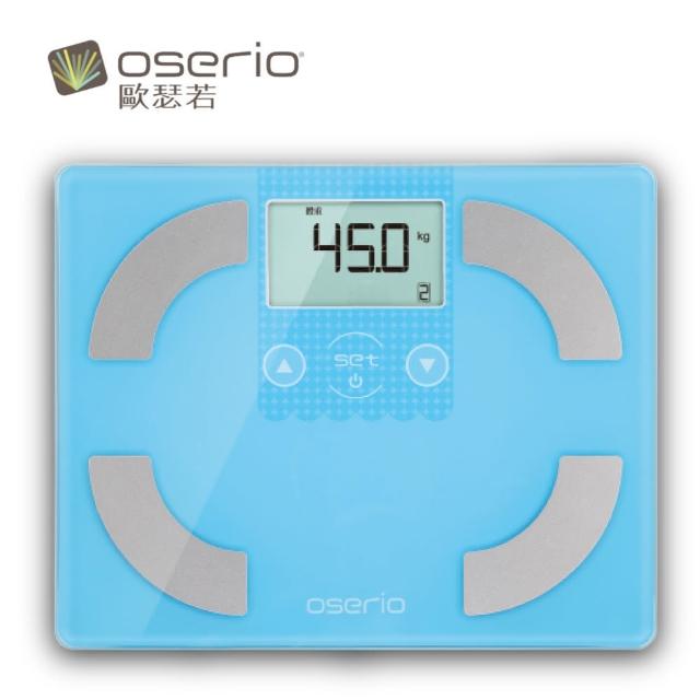 【oserio 歐瑟若】數位彩色精靈中文體脂計(FSC-341LB粉藍色)