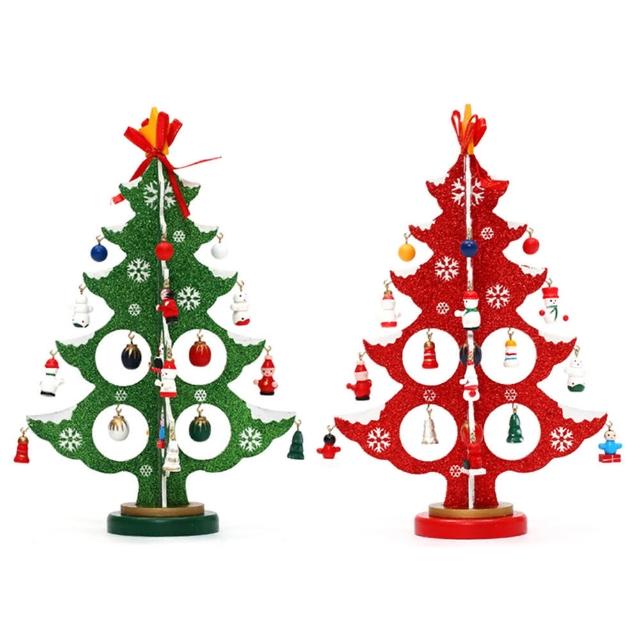 【BLS】聖誕創意DIY小擺飾木質聖誕樹(中號 亮粉款)