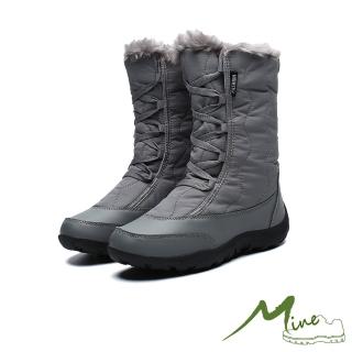 【MINE】機能防水防寒保暖時尚高筒雪靴(灰)