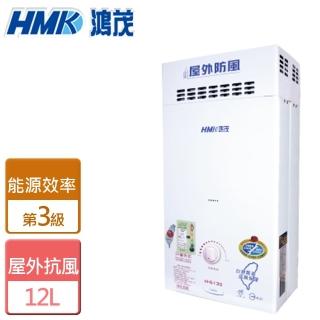 【HMK 鴻茂】自然排氣防風瓦斯熱水器 12L(H-6150 NG1/LPG RF式-含基本安裝)