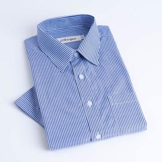 【CHINJUN】勁榮抗皺襯衫-短袖、藍白條紋、s204(任選3件999 現貨 商務 男生襯)