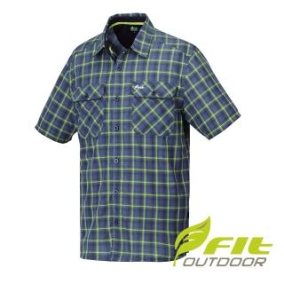 【Fit 維特】男-吸排抗UV格紋短袖襯衫-碳灰 HS1205-75(抗UV/格紋襯衫/戶外休閒)