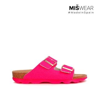 【MISWEAR】女-涼鞋-Genuins 純素皮革軟木雙扣女士涼鞋-桃紅