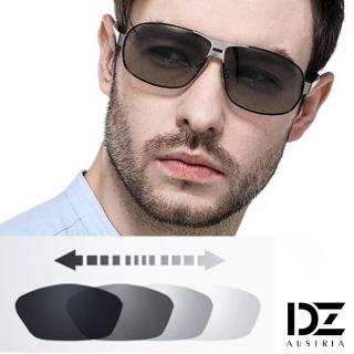 【DZ】UV400防曬偏光變色太陽眼鏡墨鏡-悍將個性變色片(黑框)