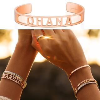 【MantraBand】美國悄悄話 OHANA 玫瑰金手環 新款小寬版 一輩子的家人與支持(悄悄話手環)