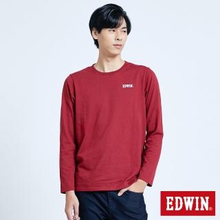 【EDWIN】男裝 塗鴉系列 蠟筆LOGO長袖T恤(朱紅色)