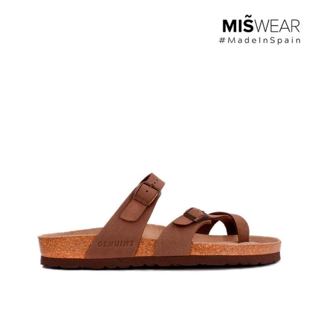 【MISWEAR】男-涼鞋-Genuins 純素皮革軟木男士交叉涼鞋-棕