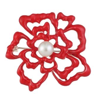 【RJNewYork】完美佳人珊瑚花珍珠胸針別針兩用(紅色)