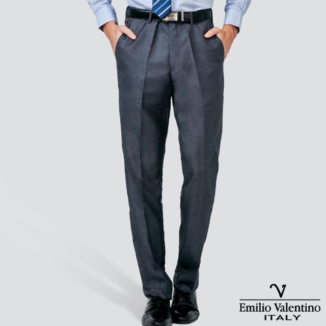【Emilio Valentino 范倫提諾】經典紋理平面西裝褲(深灰)
