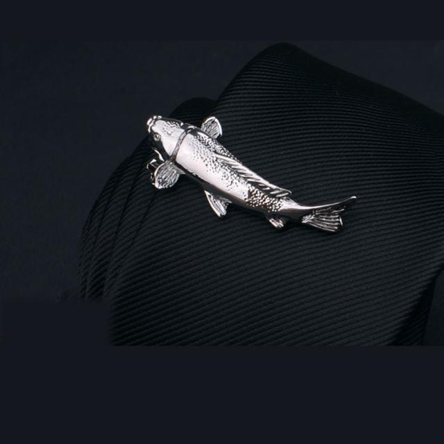 【拉福】領帶夾福魚襯衫夾領夾-單領夾(銀福魚款)