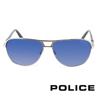 【POLICE】個性隨興★都會風格造型太陽眼鏡★(銀-POS8849-589B)