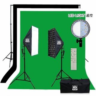 【YIDA】LED個人直播攝影棚燈組(LED攝影燈*2+背景架組+黑白綠背景布)