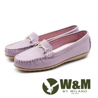 【W&M】經典款 真皮莫卡辛豆豆鞋 女鞋(粉紫)
