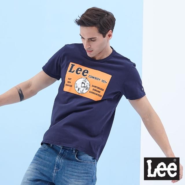 【Lee 官方旗艦】男裝 短袖T恤 / COWBOY 丈青 標準版型 / 101+ 系列(LL20014166T)