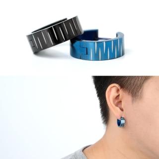 【玖飾時尚】耳環 鋼製交錯刻紋寬版耳針(耳針耳環)