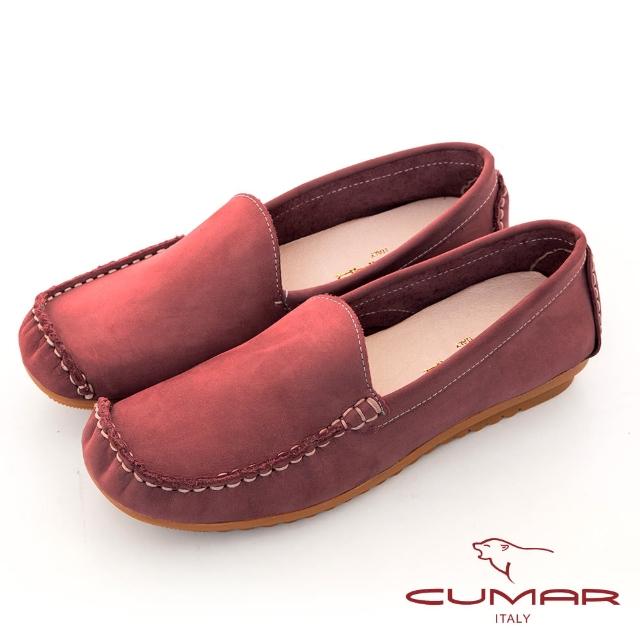 【CUMAR】極簡生活素面裝飾包子平底鞋(紅色)