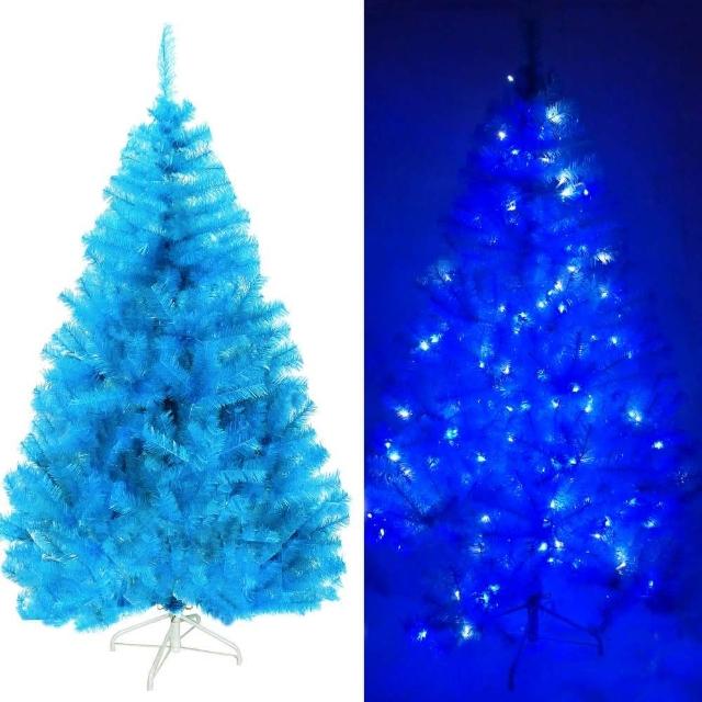 【摩達客】台灣製7呎/7尺210cm豪華版晶透藍系聖誕樹不含飾品100燈LED燈藍白光2串(附IC控制器)