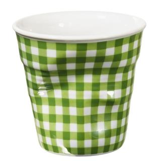 【REVOL】法國 REVOL FRO 綠格紋陶瓷皺折杯 80cc