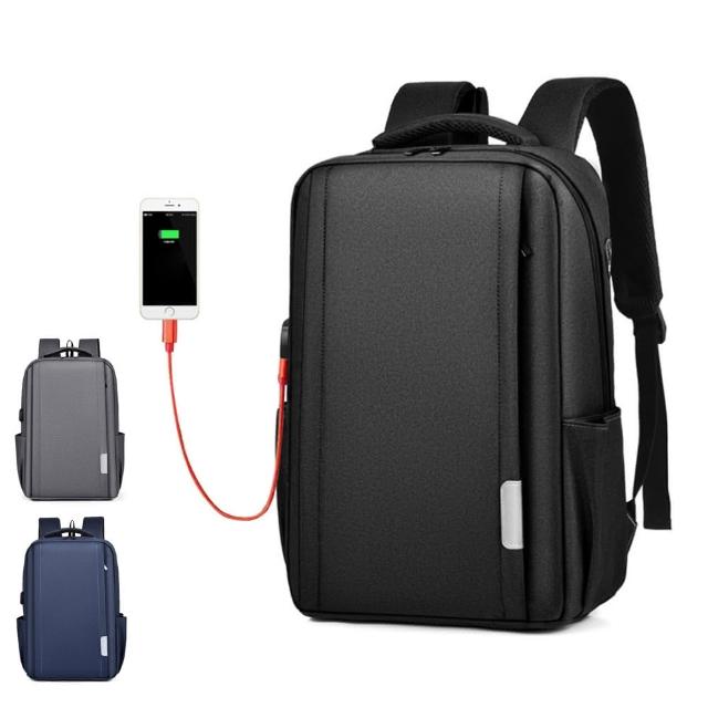 【CS 嚴選】日本美學USB充電 拉桿帶 夜間安全警示設計 商務休閒旅行15.6吋筆電大容量雙肩後背包(CS09103)