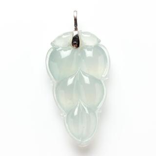 【雅紅珠寶】天然玻璃種放光翡翠玉項鍊-一葉致富