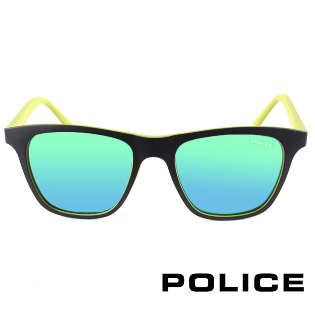 【POLICE】義大利 炫目撞色造型太陽眼鏡(黑綠-POS1936-7VHV)