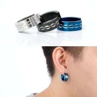 【玖飾時尚】耳環 鋼製括弧刻紋寬版耳針(耳針耳環)