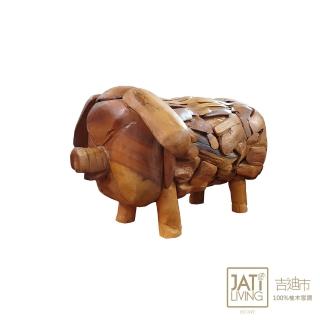 【吉迪市柚木家具】小木頭拼接造型豬 LT-072BA(豬 裝飾 動物 木藝品 玄關 門廊 擺飾 庭院 花園)