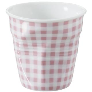 【REVOL】法國 REVOL FRO 粉紅格紋陶瓷皺折杯 80cc