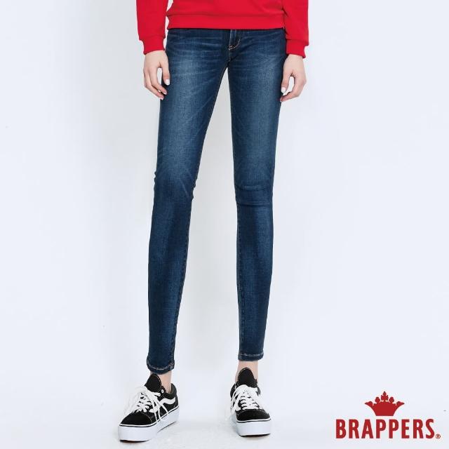 【BRAPPERS】女款 新美腳Royal 系列-中低腰彈性牛角刺繡窄管褲(深藍)
