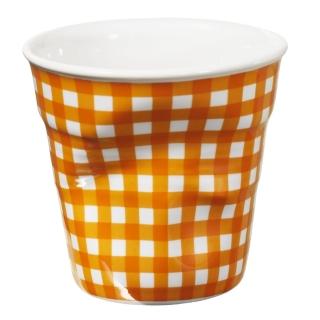 【REVOL】法國 REVOL FRO 橘格紋陶瓷皺折杯 80cc