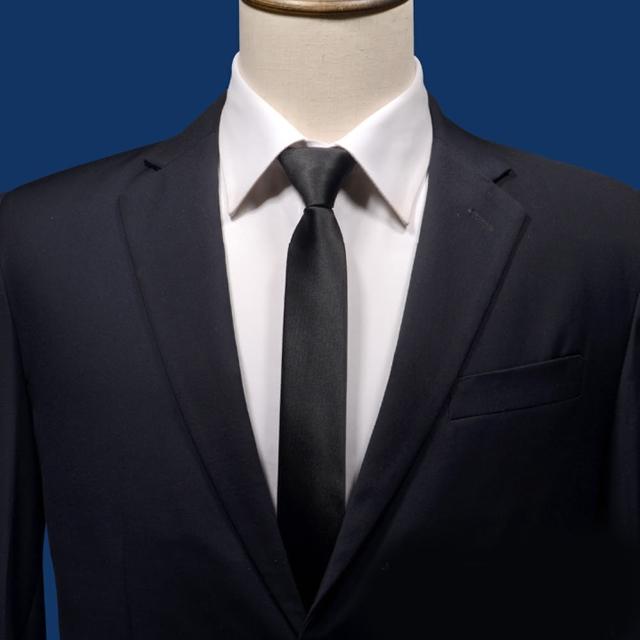 【拉福】極細3.5cm黑色超窄版領帶手打領帶-手打(黑)