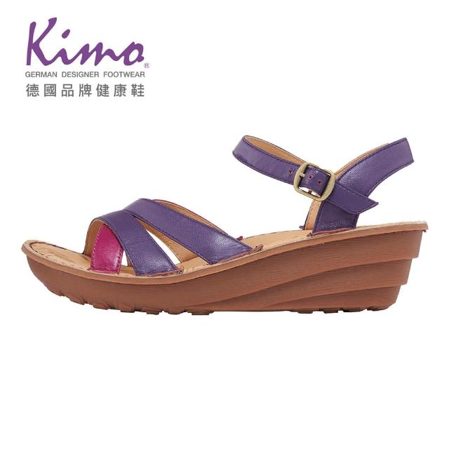 【Kimo】寬楦交叉繫帶手縫涼鞋(葡萄紫KBJSF011399)