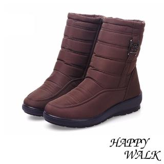 【HAPPY WALK】輕量時尚釦飾雙層防水防滑加厚保暖雪靴(棕)