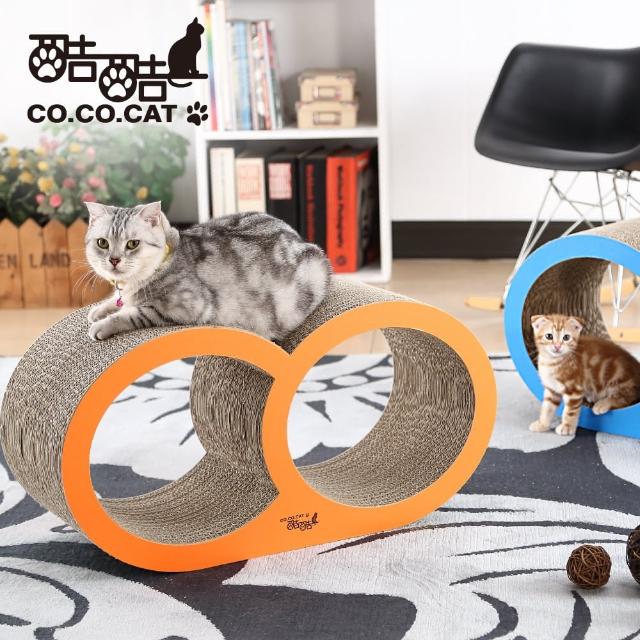 【Co.Co.Cat 酷酷貓】雙橡圓-100%台灣製紙箱貓抓板(隨機不挑色)