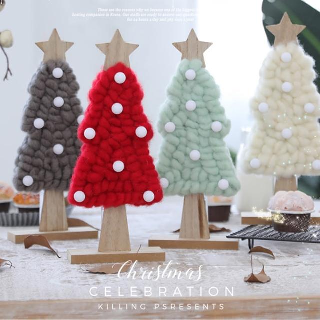 【BLS】聖誕 羊毛氈木質發光聖誕樹(聖誕/桌上/擺設)