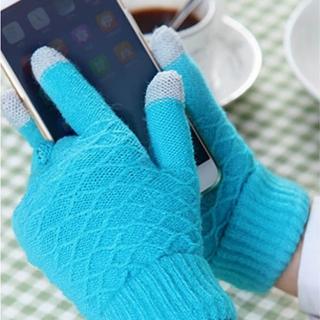 【E.City】韓版女款針織菱紋觸控戶外保暖手套(觸控保暖皆備)
