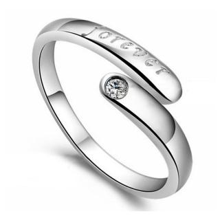 【I.Dear Jewelry】正白K-許願-字母浮雕晶鑽造型情侶可調開口戒指(許願)