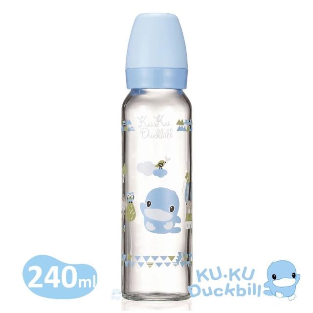 【KU.KU. 酷咕鴨】超矽晶標準玻璃奶瓶240ml(藍/粉)