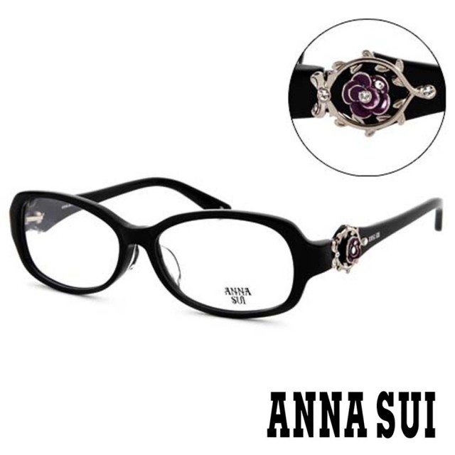【ANNA SUI 安娜蘇】ANNA SUI 日本安娜蘇 時尚立體薔薇精雕造型平光眼鏡 黑(AS546001)