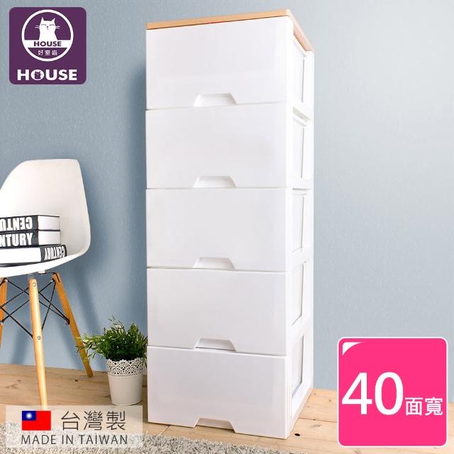 【HOUSE 好室喵】木天板-純白衣物抽屜式五層收納櫃(台灣製造-白色)