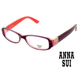 【ANNA SUI 安娜蘇】ANNA SUI 安娜蘇 知性魅力光學混合矩形框 紫粉(AS500706)