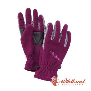 【Wildland 荒野】中性 防風保暖翻指手套-紫紅 W2011-21(保暖手套/翻指手套/機車/旅遊)