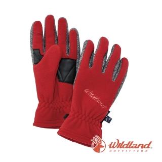 【Wildland 荒野】中性 防風保暖翻指手套-紅色 W2011-08(保暖手套/翻指手套/機車/旅遊)