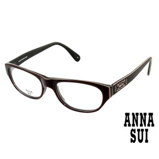 【ANNA SUI 安娜蘇】Anna Sui 安娜蘇祕密花園logo造型眼鏡 咖啡色(AS508180)