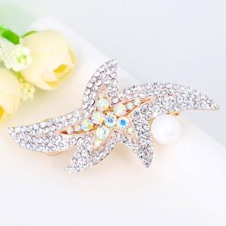 【Jpqueen】時尚宴會珍珠蝴蝶海星鋯石彈簧髮夾(3款可選)