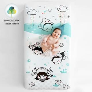 【美國RookieHumans】嬰兒床有機棉絲柔床包(水下探險)