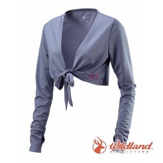 【Wildland 荒野】女 抗UV排汗綁帶袖套衣-中灰 W1805-92(戶外/健行/抗UV/防曬/袖套)