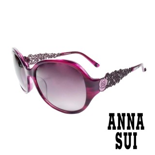 【ANNA SUI 安娜蘇】時尚立體雕花造型太陽眼鏡(紫 AS854-704)