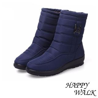【HAPPY WALK】輕量時尚釦飾雙層防水防滑加厚保暖雪靴(藏青)
