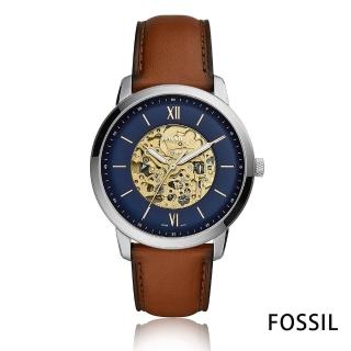【FOSSIL】御頂達觀雙面鏤空機械腕錶-藍/44mm(ME3160)